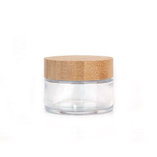 skin care packaging 100ml bamboo glass cosmetic containers with bamboo lids